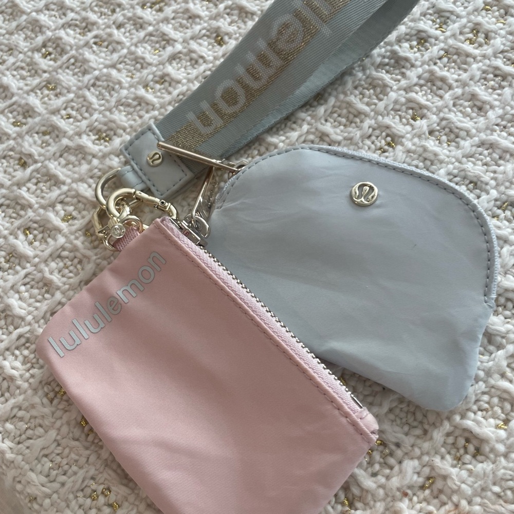lululemon athletica Pink and Light Gray Key & Card Pouch Duo with Strap
